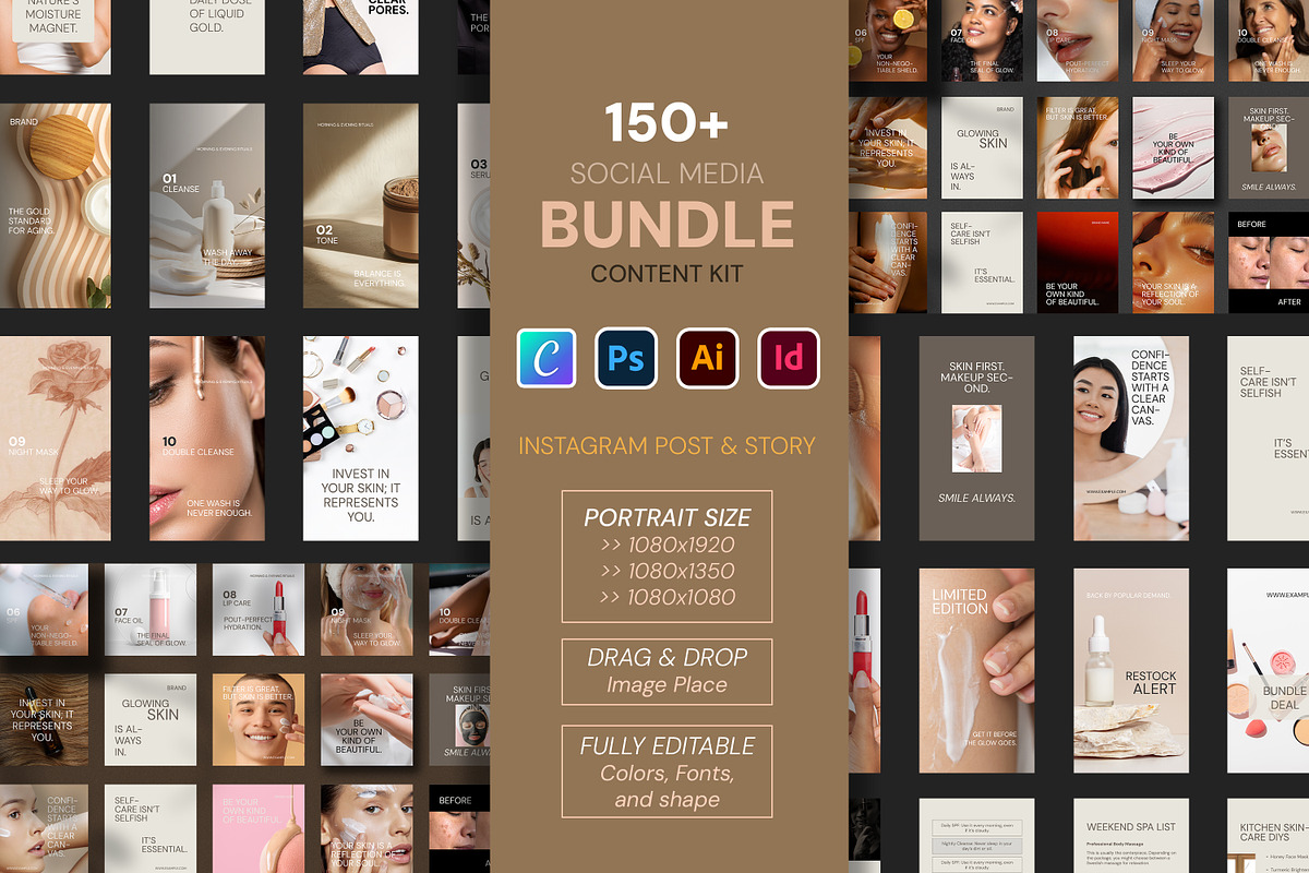 Skin Care Social Media Kit Bundle, a Social Media Template by Artisan Vibes (Photo 1 of 11)