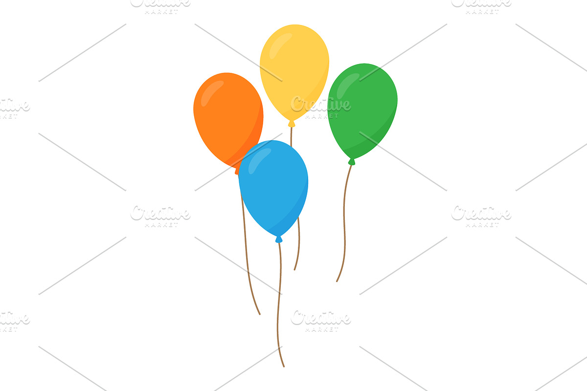Colorful helium balloons with, an Object Illustration by GraphiShop