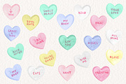 Watercolor Candy Hearts Set, an Illustration by Dapper Dudell (Thumbnail 2 of 3)