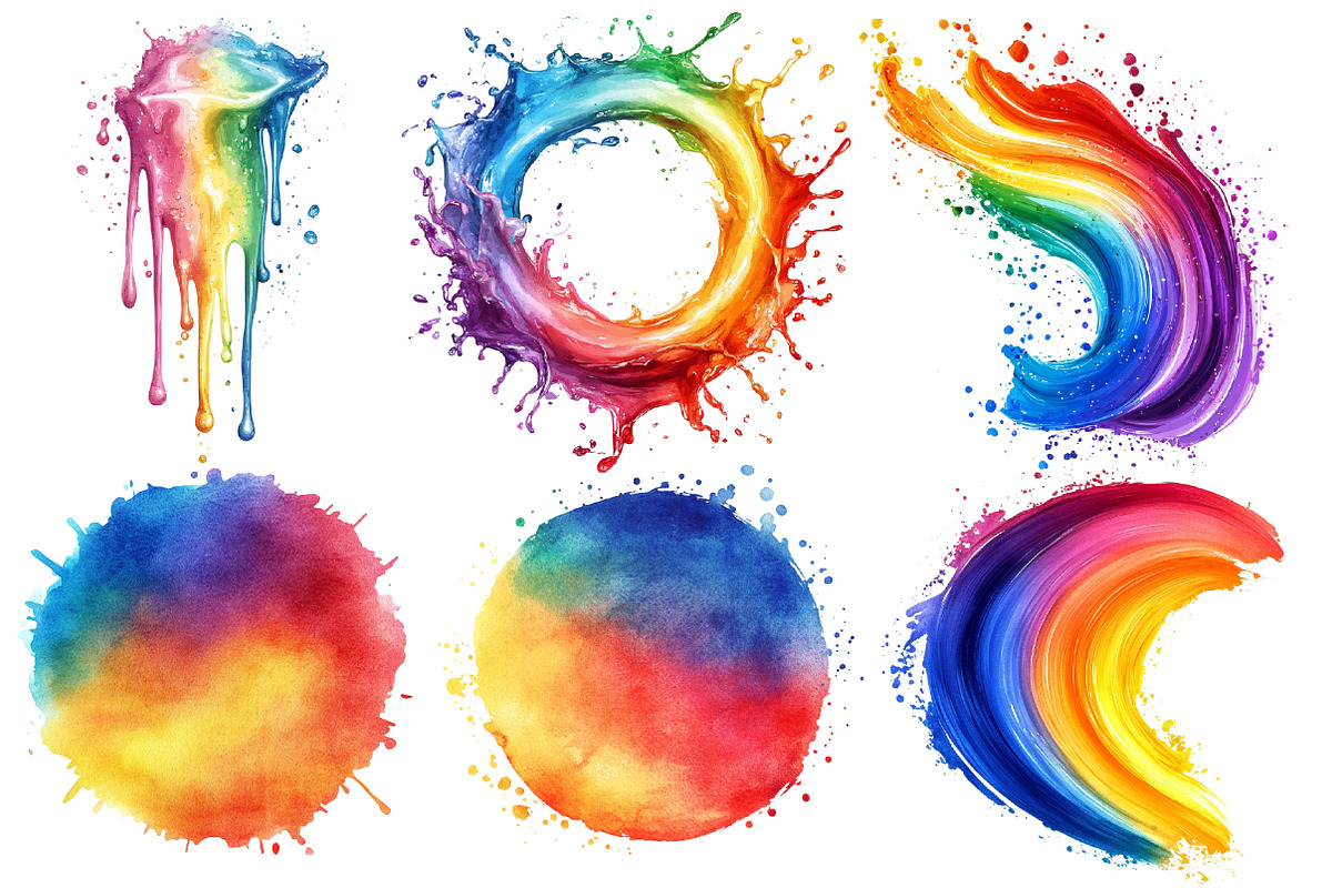 Watercolor Rainbow Paint Splash, an Illustration by Designworld (Photo 2 of 5)