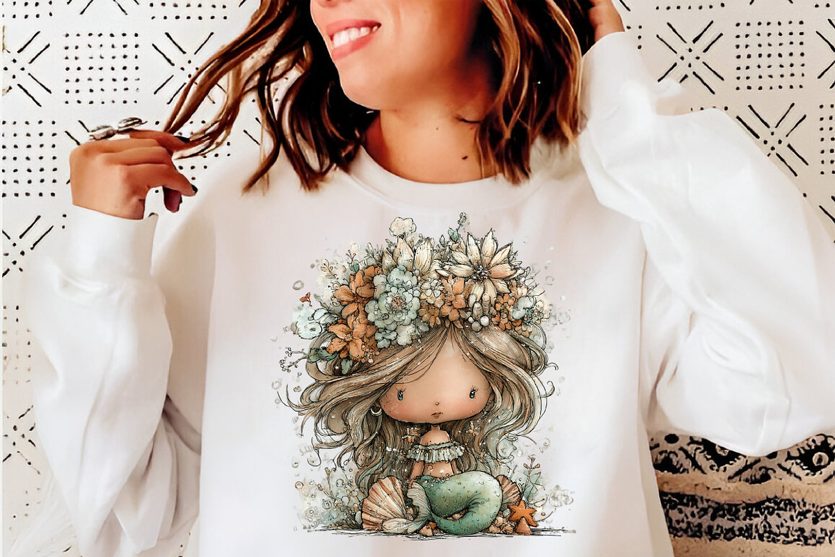 Whimsical summer mermaid clipart, an Illustration by SinaCreation (Photo 4 of 11)
