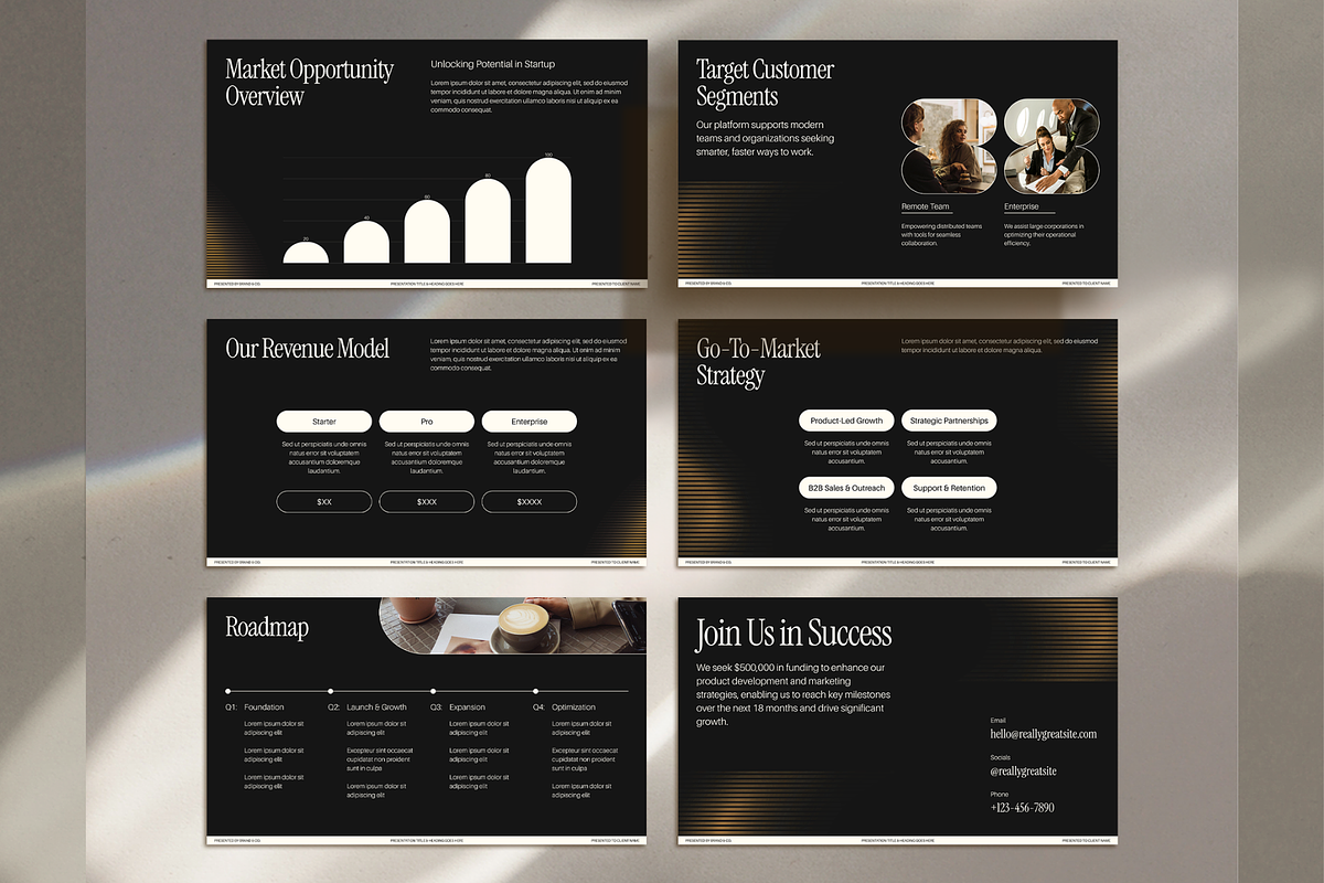 Gold and Black Startup Pitch Deck, a Presentation Template by Creatif Foundry (Photo 5 of 7)