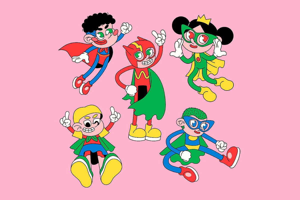 Pink Kid Super Hero Illustration, a Person Illustration by graphicook
