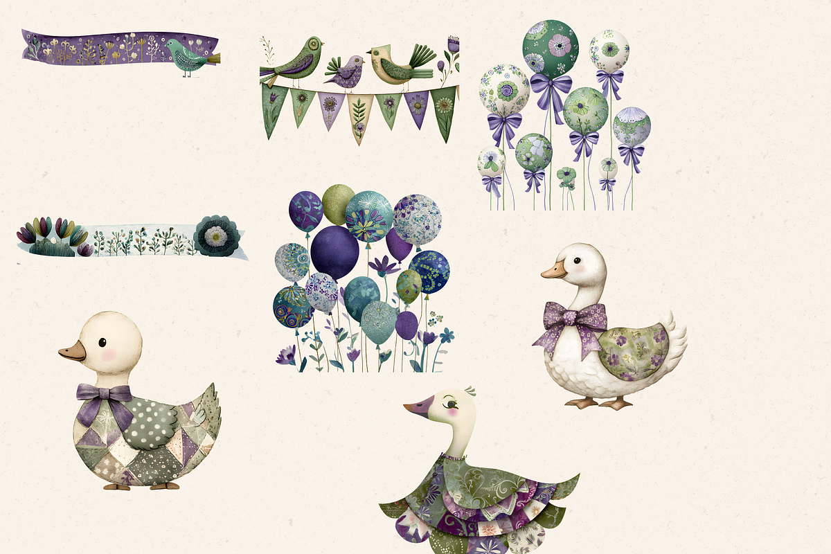 SILLY GOOSE BABY SHOWER CLIPART PACK, an Animal Illustration by Daring Digies (Photo 8 of 10)