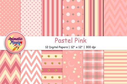 Bundle of 12 Digital Papers in Paste