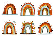 Cute Boho Retro Rainbow Clipart, a Seasonal Illustration by Designworld (Thumbnail 2 of 9)