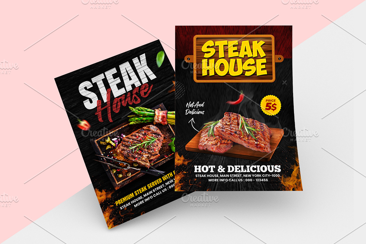 Steak BBQ Fast Food Flyer Template, a Flyer Template by Yunus Ahmad (Photo 1 of 3)
