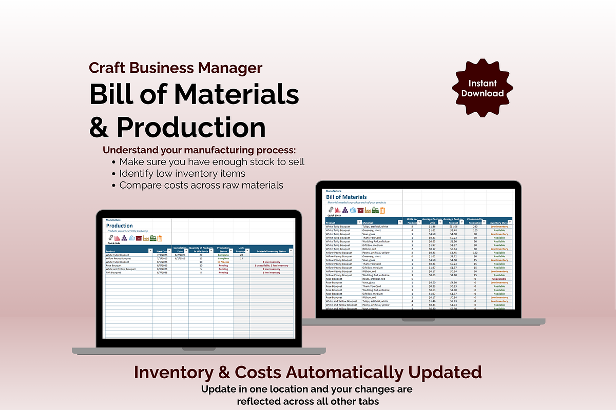 Craft Business Manager - Excel, an App Template by Ardent Workshop (Photo 6 of 9)