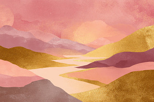 Sunset over the mountains and river, a Photo by Beautiful things