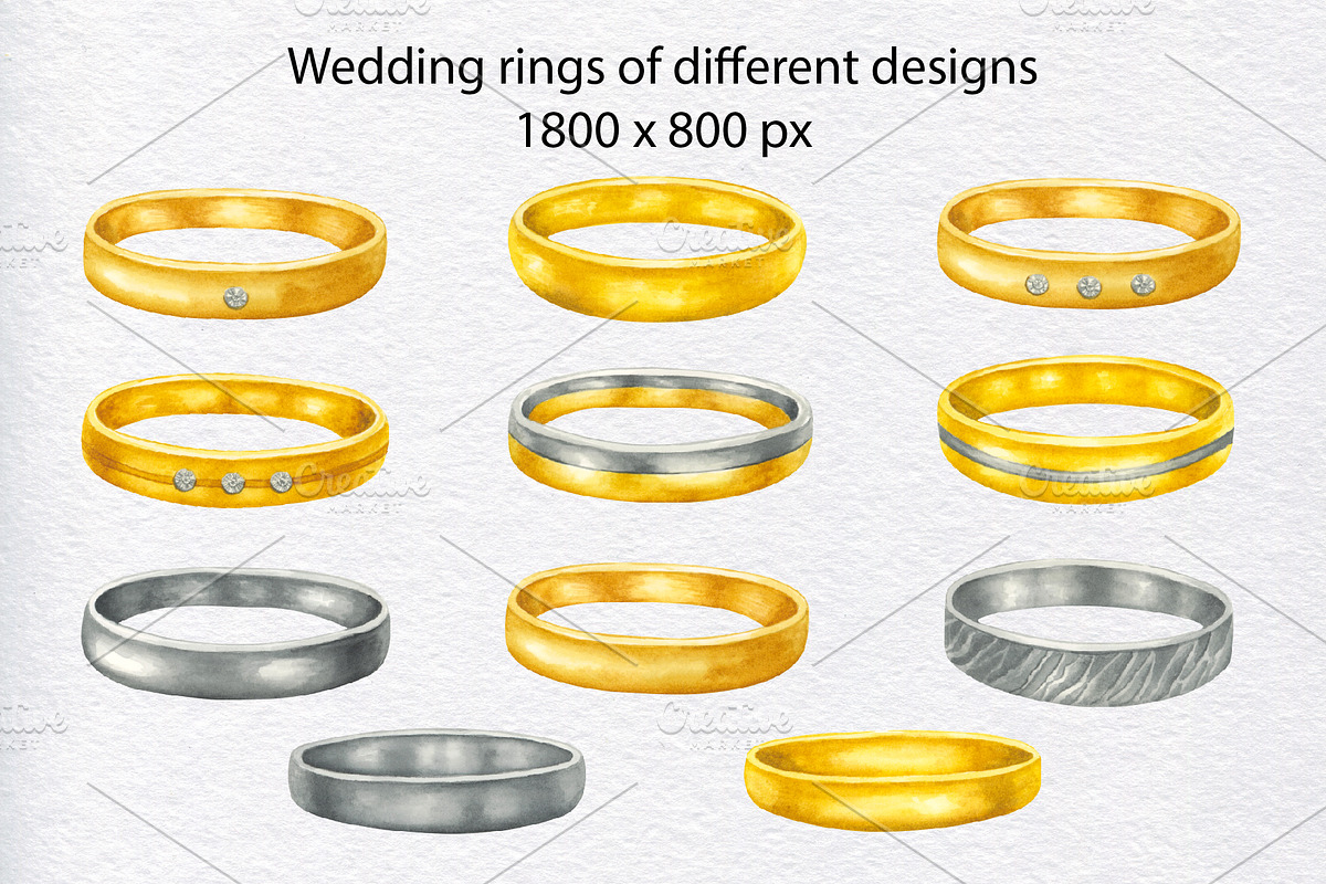 Wedding rings watercolor clipart, an Object Illustration by KathrineWatercolor (Photo 2 of 10)