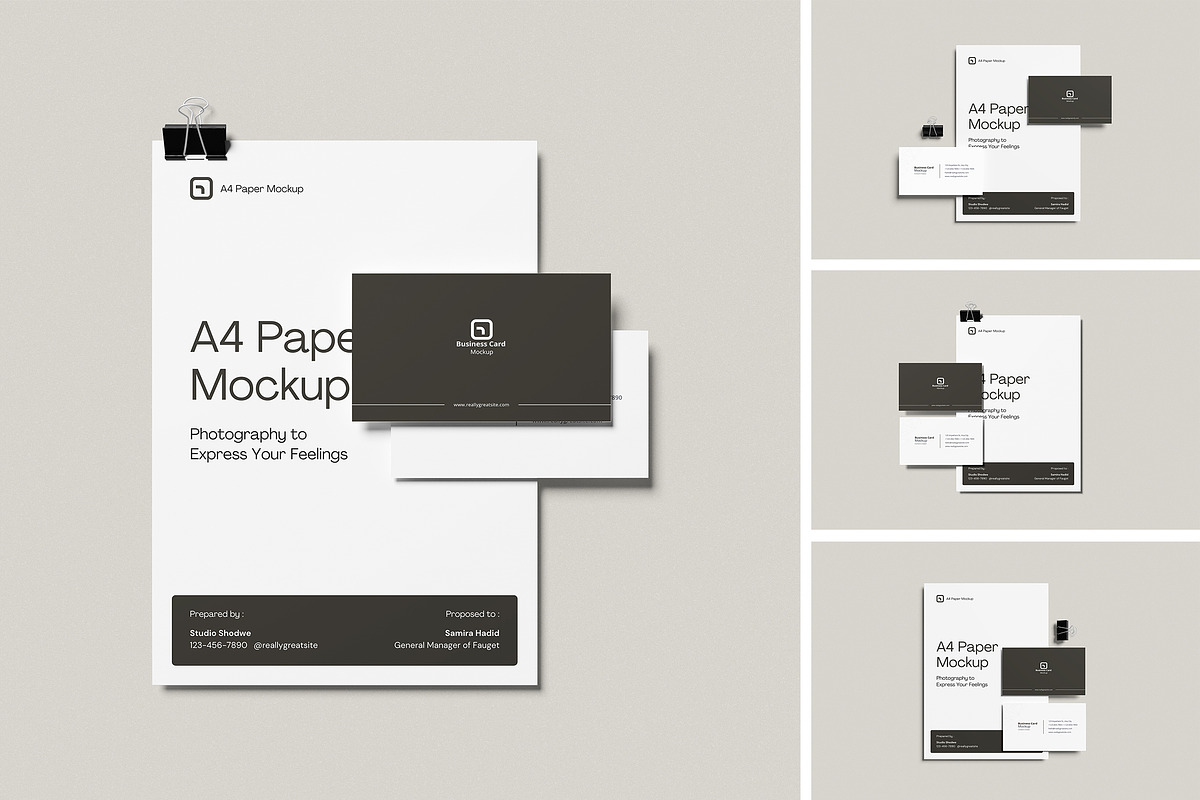 A4 Paper & Business Card Mockup, an Advertising Mockup by swsi-studio (Photo 1 of 5)