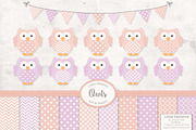 Girls Pastel Owl and Pattern Set, an Animal Illustration by Amanda Ilkov (Thumbnail 1 of 3)