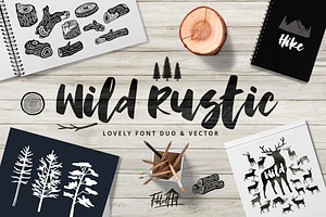 Wild Rustic Fonts and Illustrations