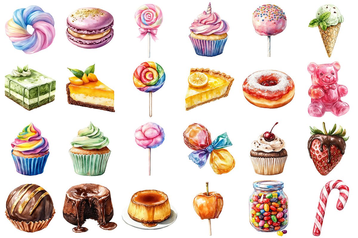 Watercolor Sweets Clipart, an Illustration by Daily.Designs (Photo 2 of 5)