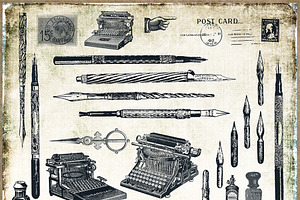 Vintage Office & Postcard Clipart