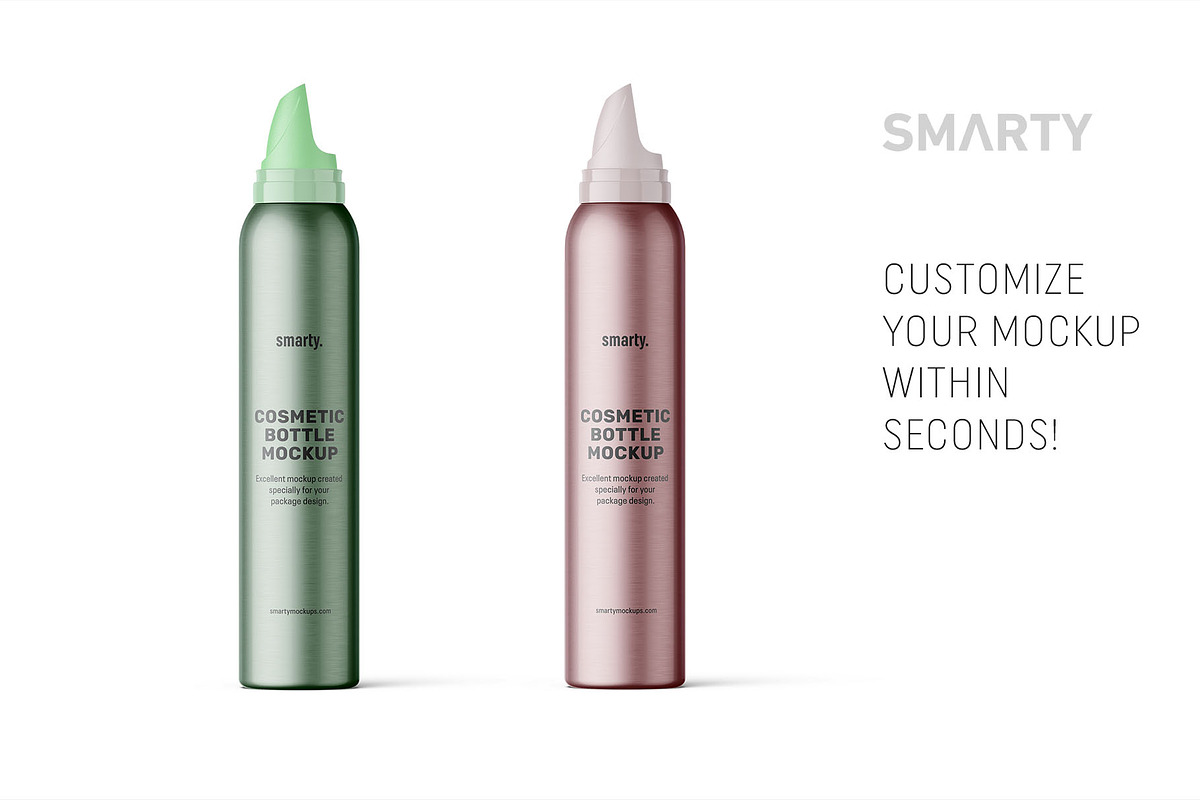 Metallic cosmetic bottle mockup, a Packaging Mockup by Smarty Mockups (Photo 3 of 5)
