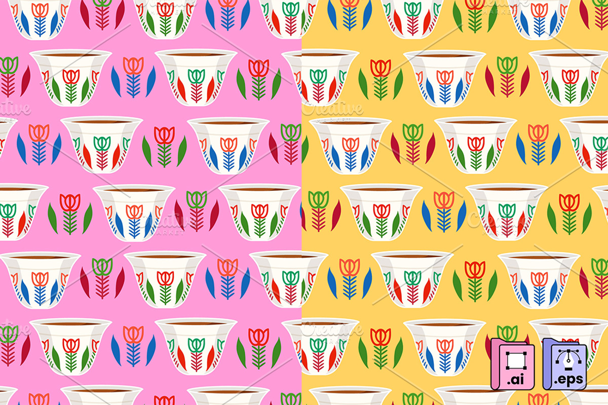 Lebanese Arabic Coffee Cup Pattern, a Pattern Graphic by MISS CHATZ (Photo 3 of 3)
