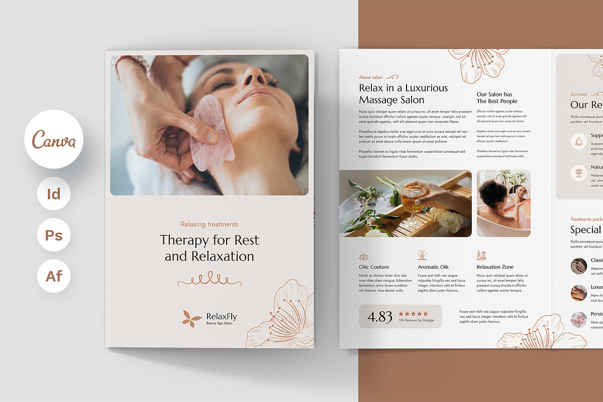 Spa Salon Brochure Bifold Canva, a Brochure Template by artbart (Photo 1 of 8)