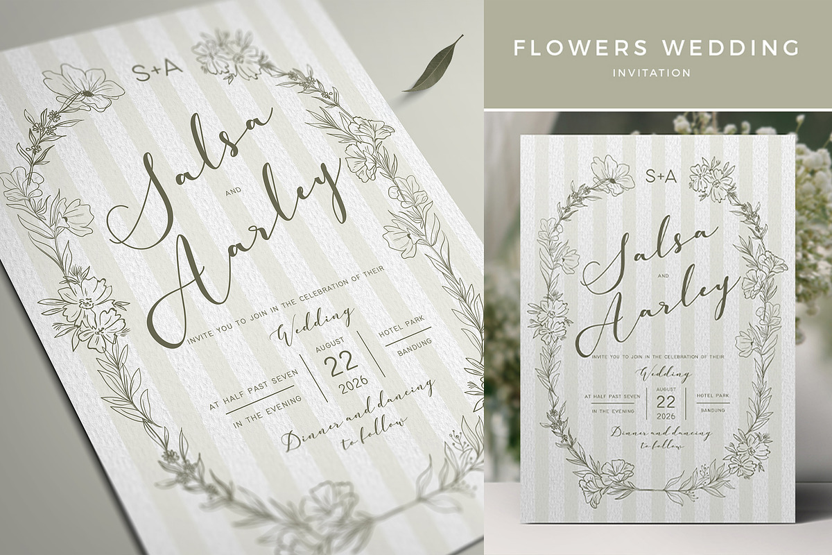Flowers Wedding Invitation, an Invitation Template by Aarley Kaiven (Photo 1 of 2)
