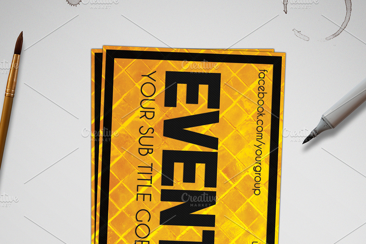 Golden Style Event Ticket, a Card Template by Tzochko (Photo 2 of 5)