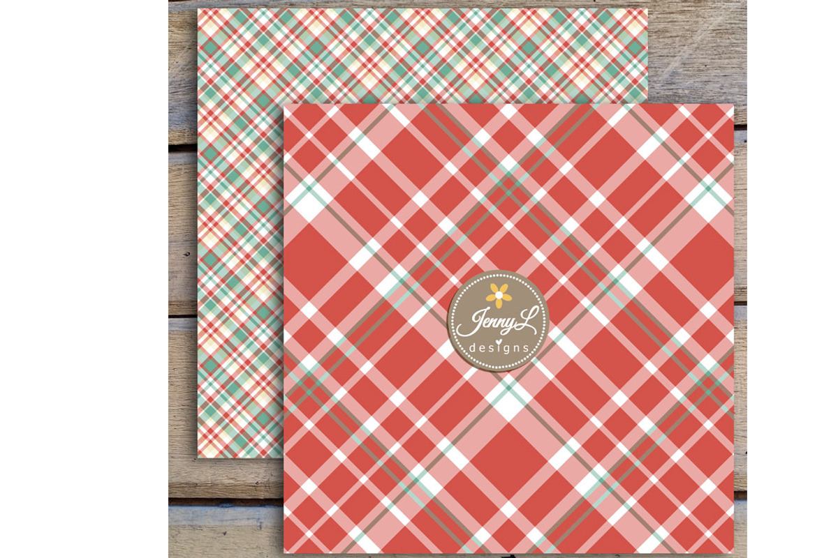 Retro Christmas Plaid Digital Papers, a Pattern Graphic by JennyL Designs (Photo 2 of 3)