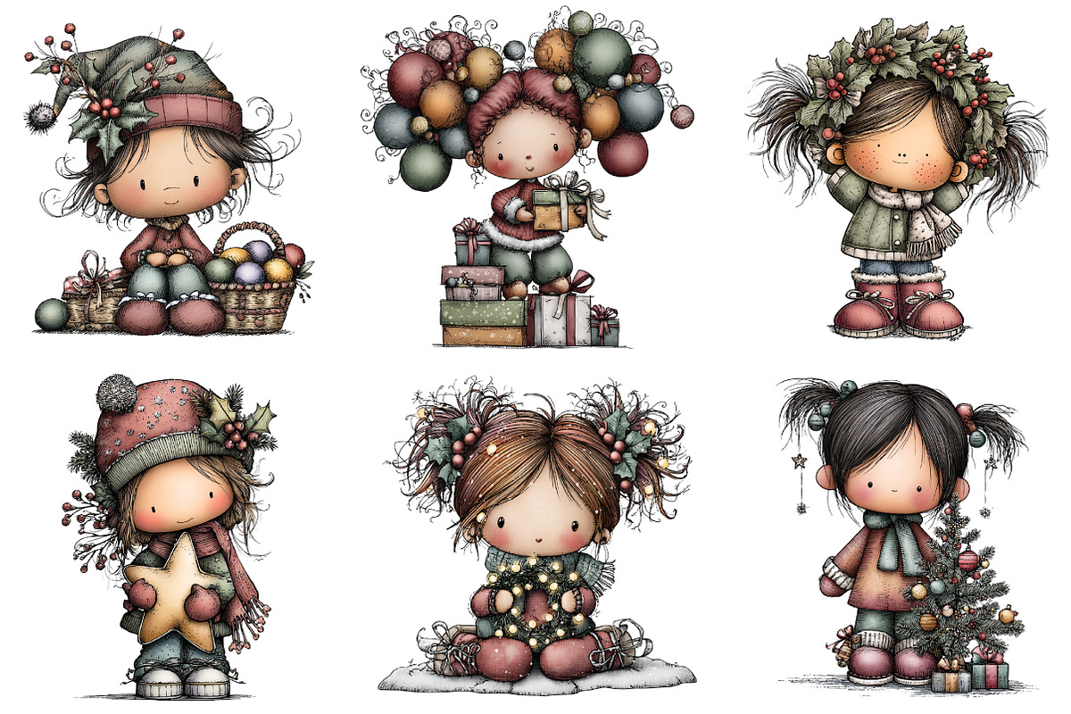 whimsical fantasy Christmas girl, an Illustration by DreamArtGraphic (Photo 4 of 5)