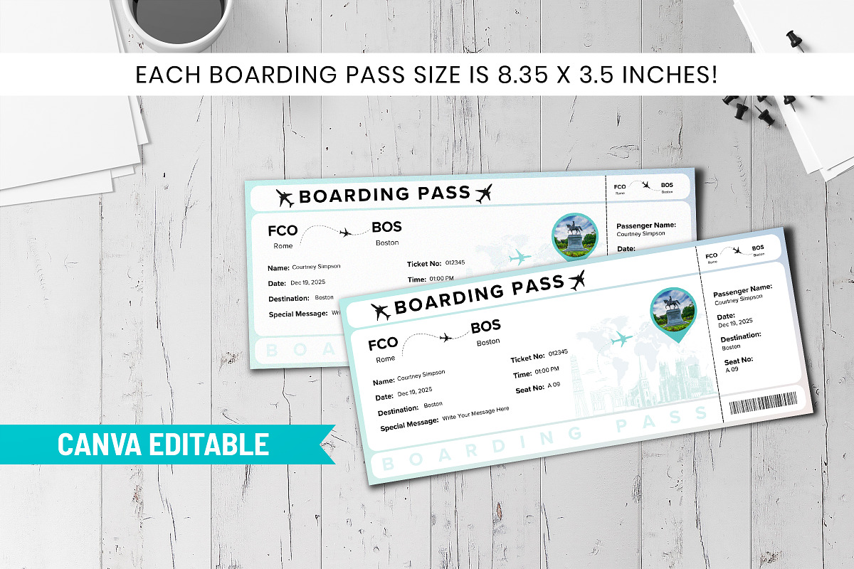Boarding Pass Canva Template, a Print Template by Snapybiz (Photo 3 of 10)