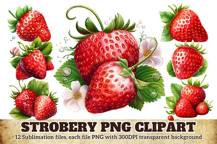 Watercolor Strawberries Clipart, an Illustration by iloveTemplate