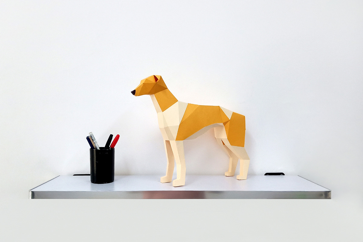 DIY Greyhound dog - 3d papercraft, a Templates & Theme by PAPER amaze