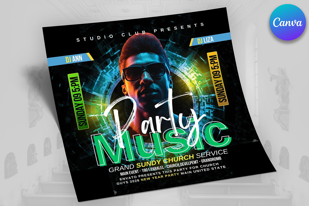 Music DJ Party Night Flyer, a Flyer Template by Psd Templates (Photo 2 of 2)