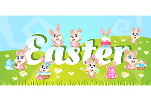 Easter holiday word concepts banner, a Poster Template by IMG visuals characters