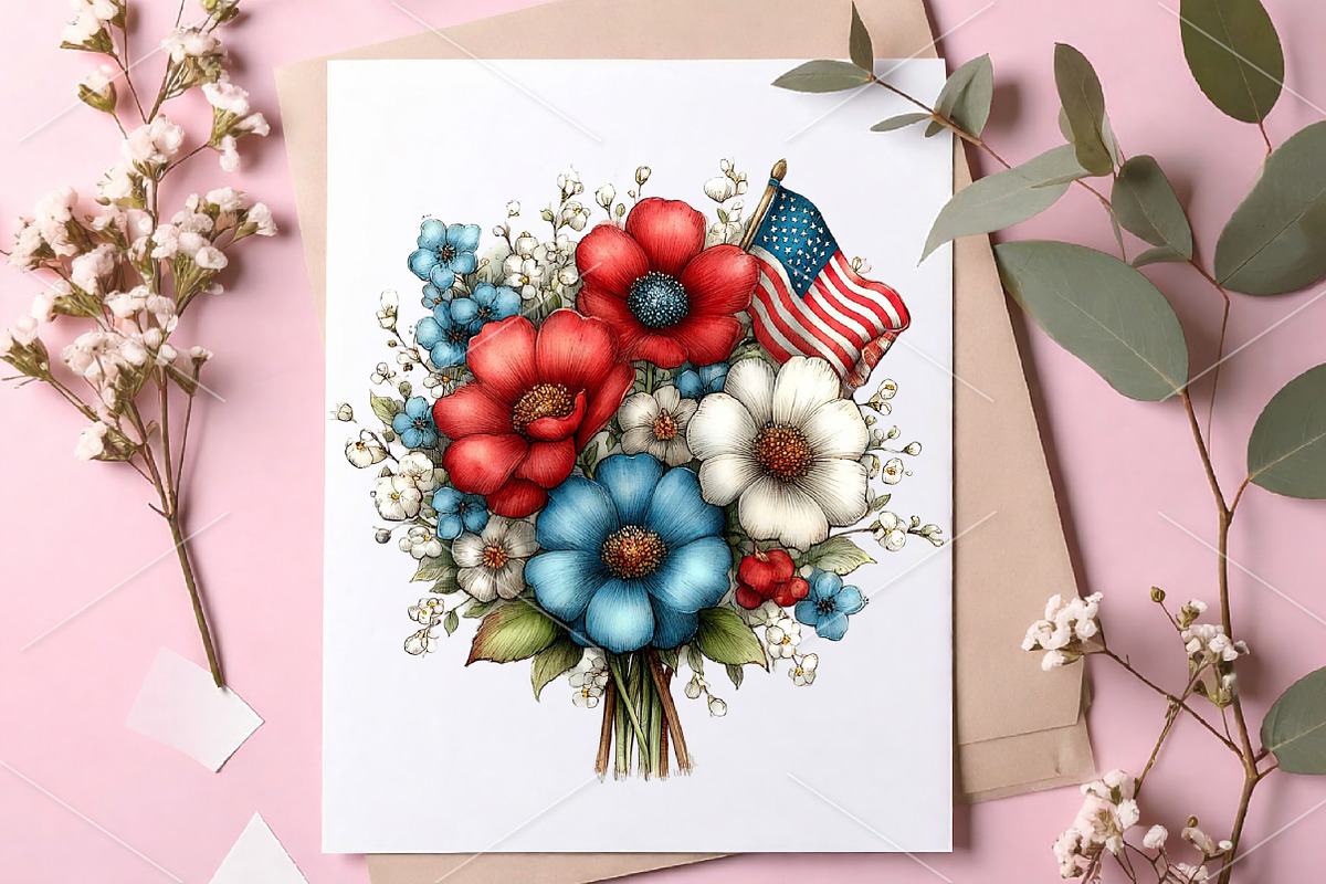 4th of July Patriotic Bouquet, a Seasonal Illustration by Canvas Craft (Photo 7 of 7)