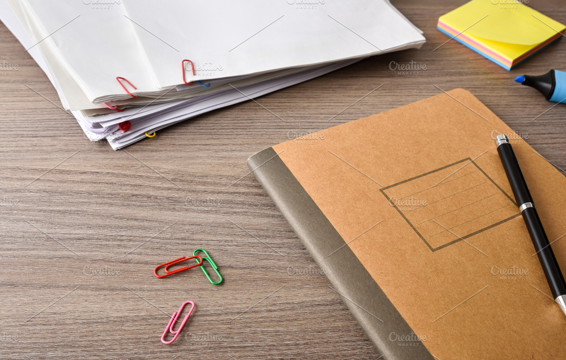 Notebook and Documents on Wooden Desk, a Business Photo by Davizro's Market