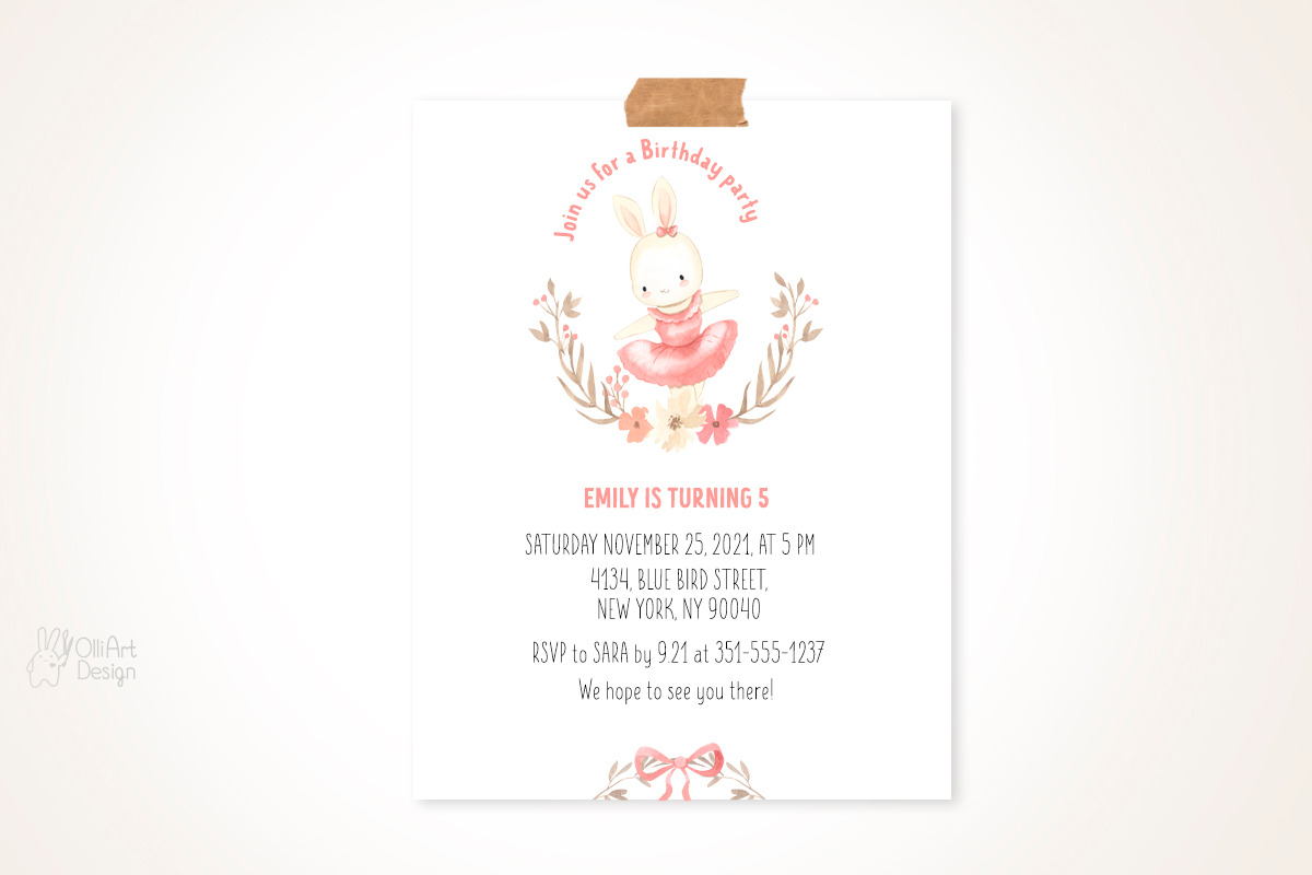 BUNNY BALLERINAS clipart.Watercolor, an Illustration by OlliArtDesign (Photo 4 of 5)