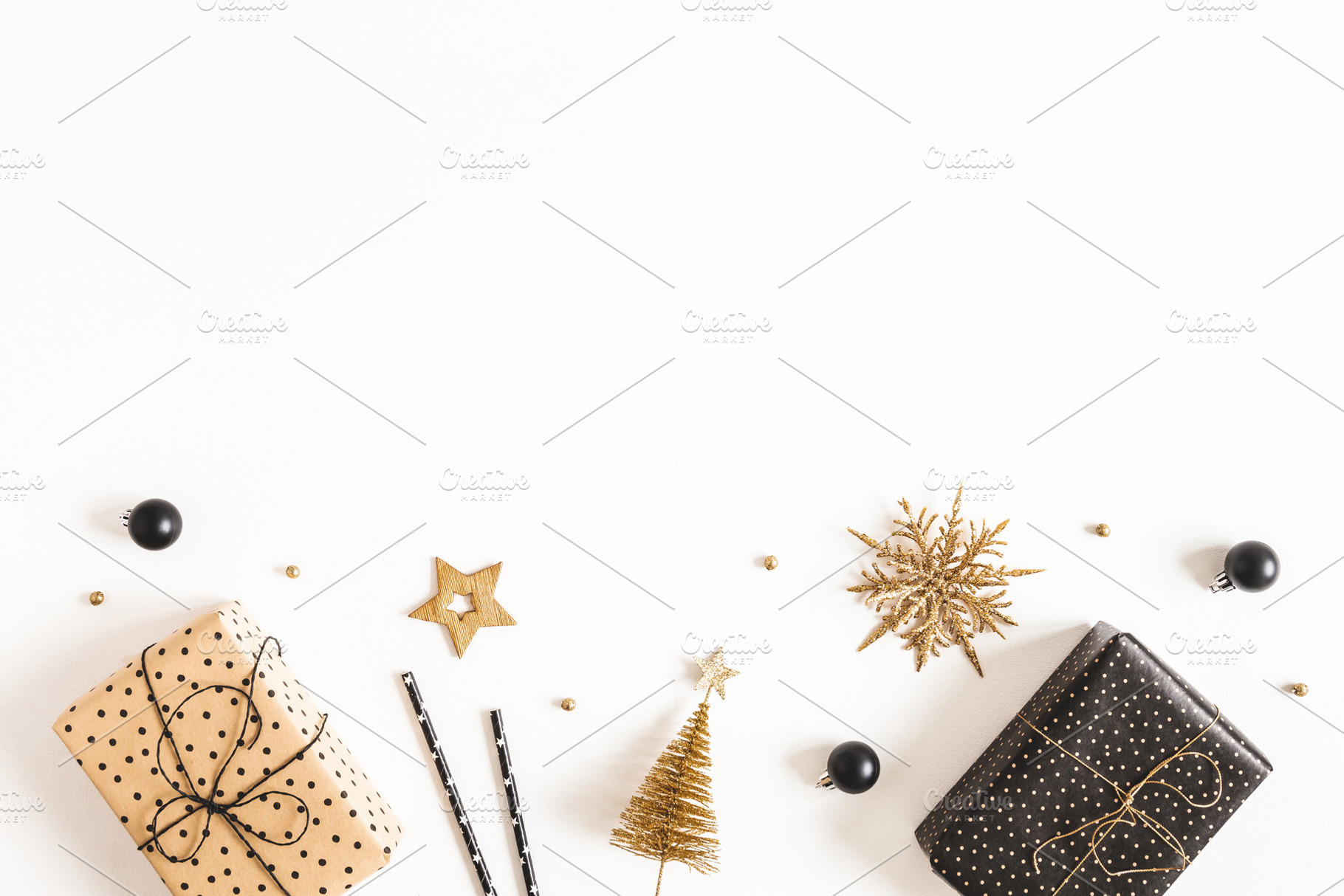 Christmas composition featuring christmas, gift, and golden, a Holiday Photo by Flaffy