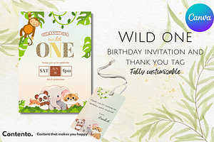 Wild One Party Invite &Thank You Tag