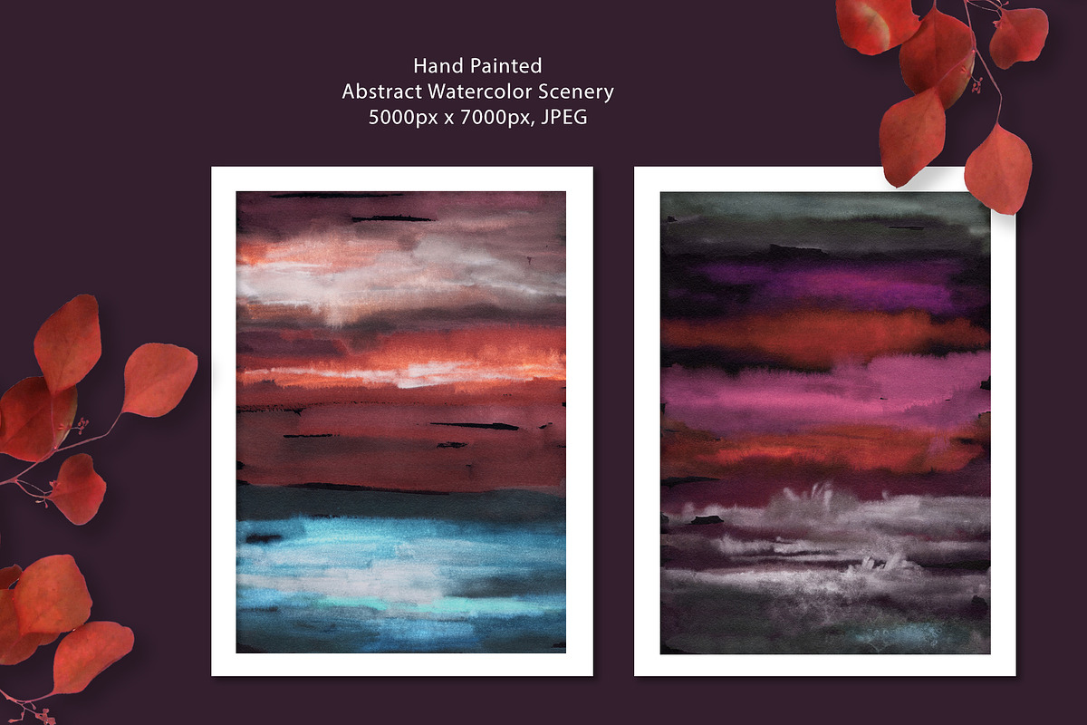 Dark Side, Watercolor Landscapes, a Background Graphic by Marmoris.Arts (Photo 2 of 16)