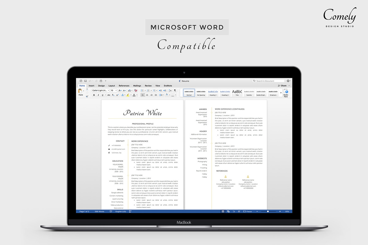 Modern Resume Template, a Resume Template by Comely Design Studio (Photo 4 of 4)