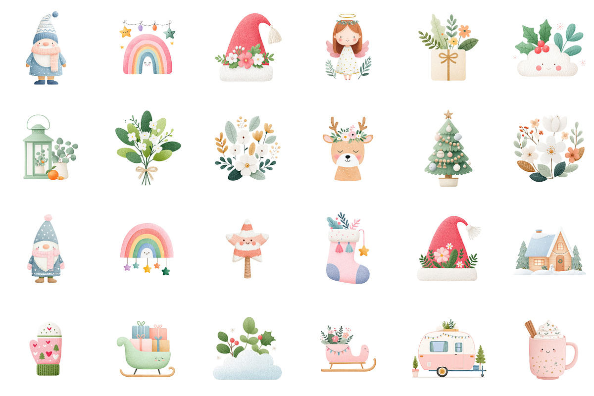 Cute Boho Christmas Clipart, an Illustration by Sublimation Artist (Photo 2 of 6)