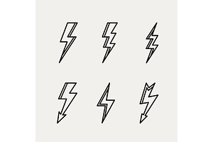 Lightning Icon Minimal Linear Contour Outline Style Vector Illustration