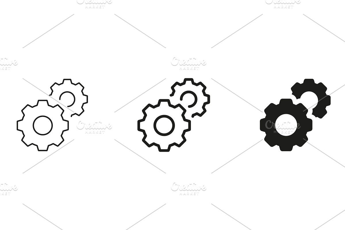 Three Gears Icons, Automation Symbol, an Illustration by Gentle Studio