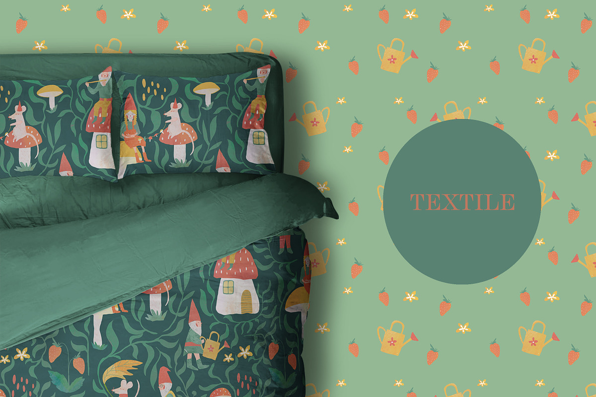 Forest cute gnomes patterns, a Pattern Graphic by watercolor kamill (Photo 3 of 10)