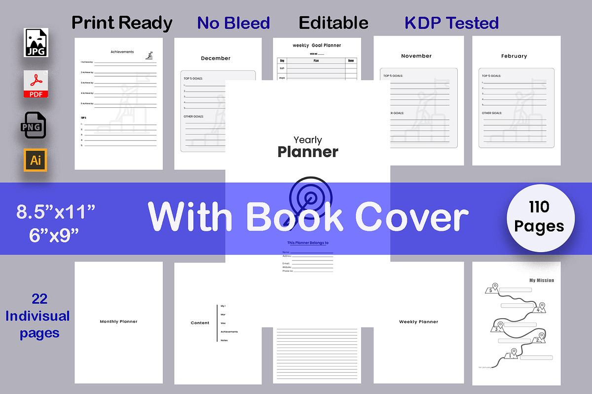 Yearly planner KDP Interior & Cover, a Templates & Theme by Hitubrand (Photo 1 of 5)