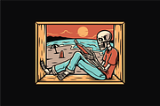 Skeleton Enjoying the Sunset, an Object Illustration by nomlimo.com (Thumbnail 1 of 3)