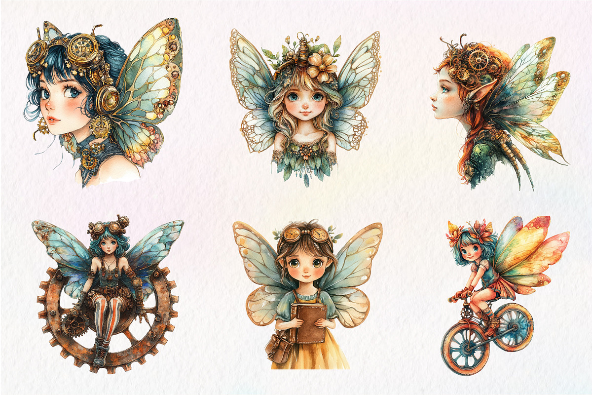 Steampunk Fairy Clipart PNG, an Illustration by CreationArt (Photo 5 of 5)