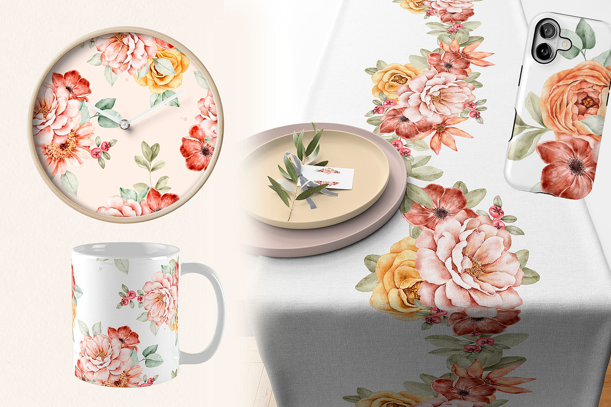 Floral Watercolor set Golden Hour, a Decorative Illustration by Eves_Aquadreams (Photo 13 of 14)