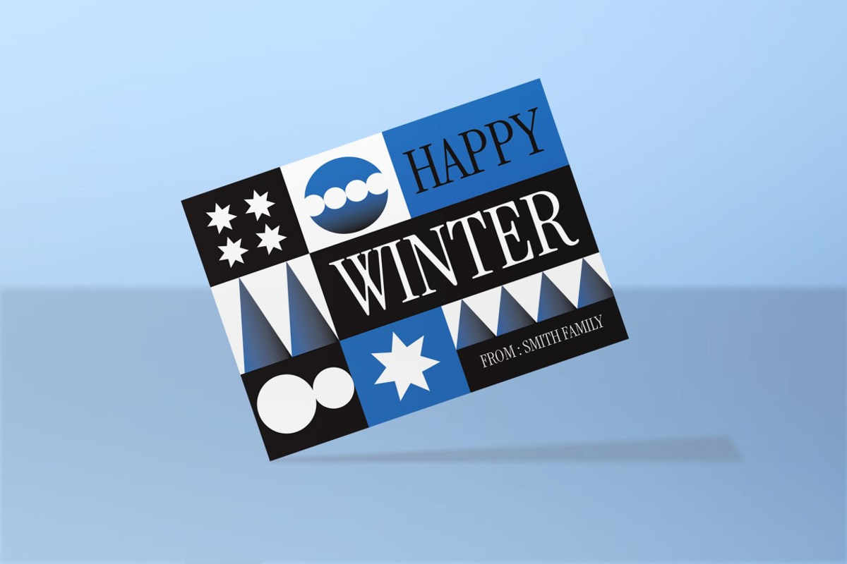 Black Winter Greeting Card Postcard, a Card Template by graphicook (Photo 6 of 6)