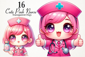 Cute Pink Nurse PNG Clipart, a Seasonal Illustration by RobertsArt
