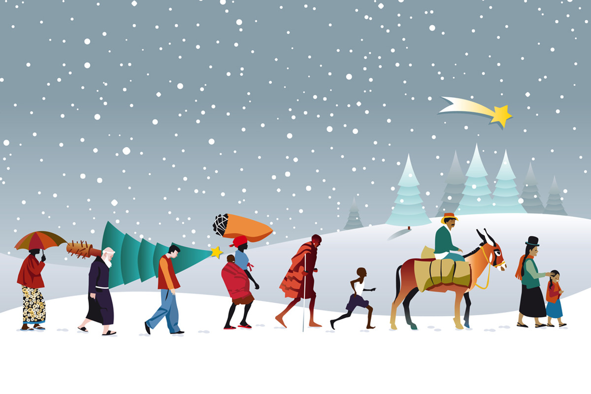 Multi-ethnic People Christmas, a Person Illustration by ÁRTICA