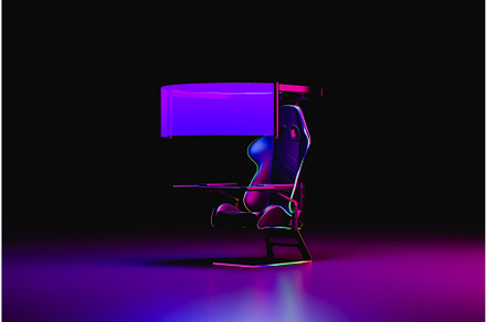 Futuristic gaming chair with desk, a Furniture 3D Model by Daniel Megias